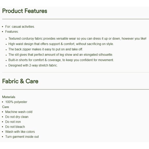 halara High Waisted Back Zipper Split Hem 2-in-1 Corduroy Casual Skirt lg - Picture 5 of 5